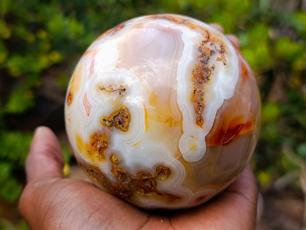 Polished Banded Carnelian Gemstone Sphere x 1 From Madagascar