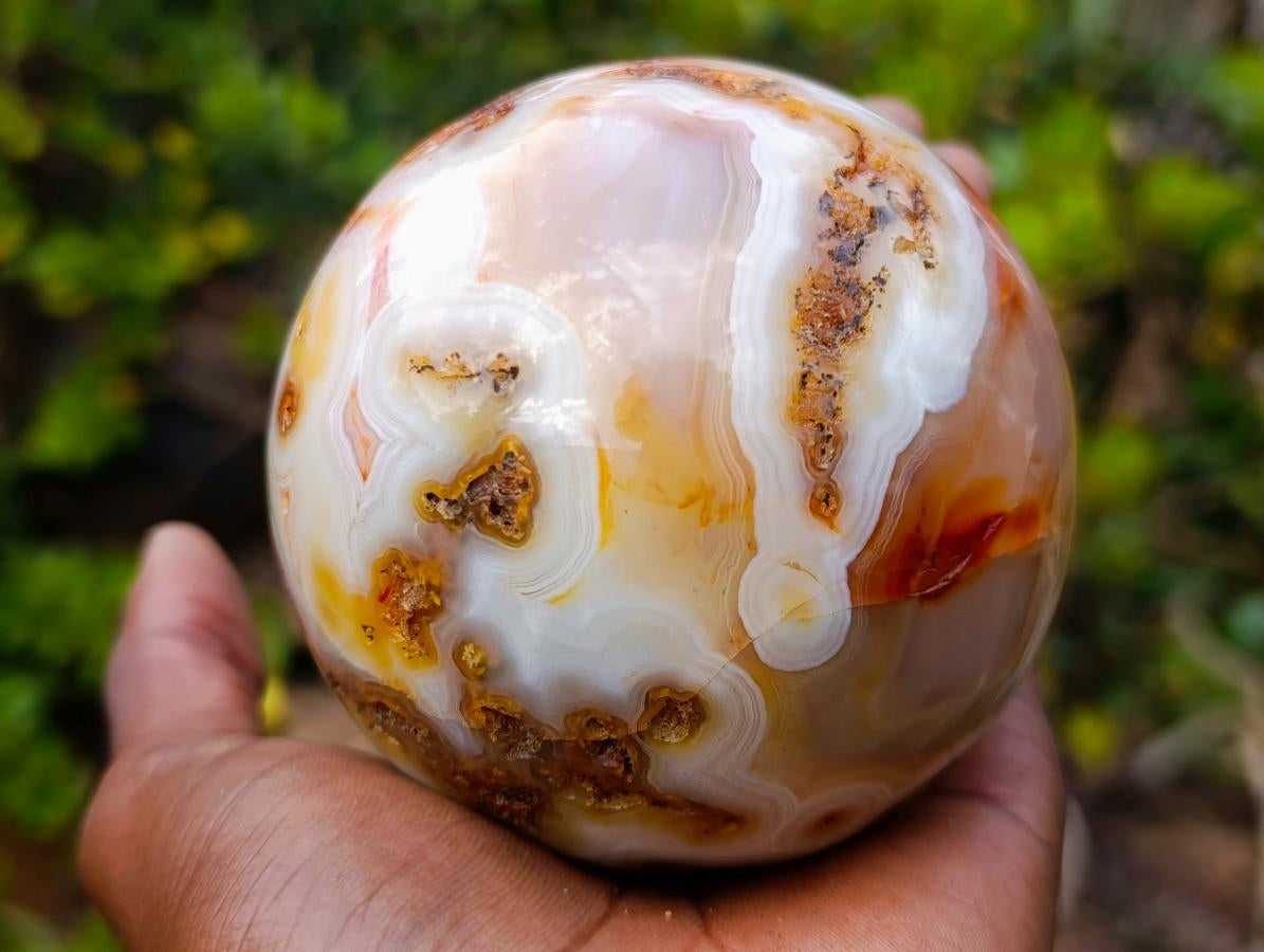Polished Banded Carnelian Gemstone Sphere x 1 From Madagascar