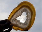 Polished and Natural Pair of Banded Agate Slices with Crystalline Centres x 1 From Maintirano, Madagascar