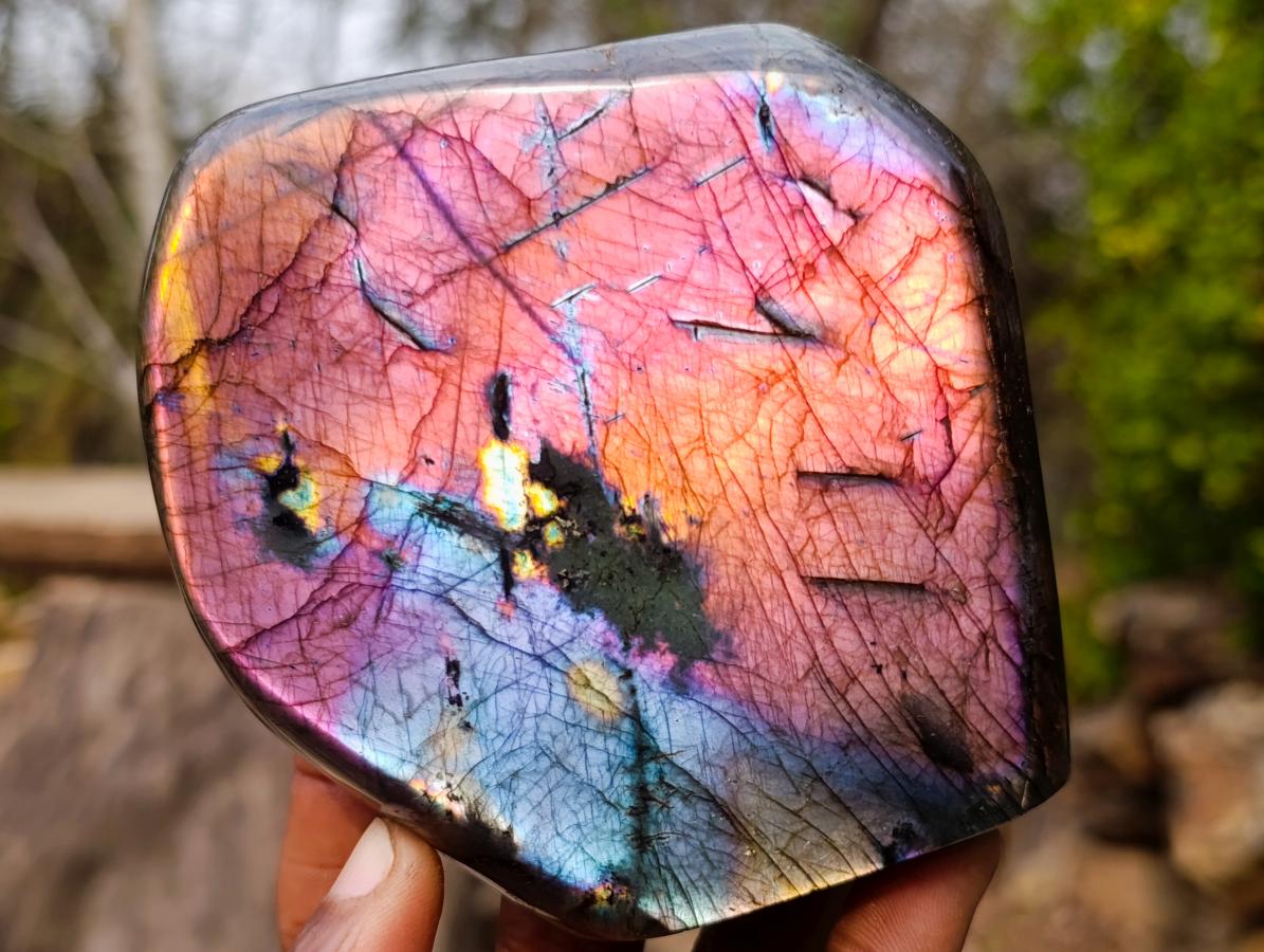 Polished Purple Sunset Labradorite Standing Display Piece x 1 From Tulear, Madagascar