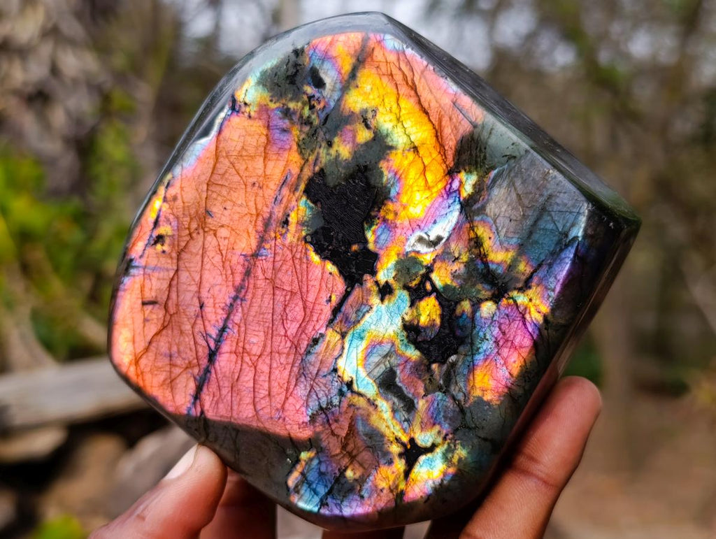 Polished Purple Sunset Labradorite Standing Display Piece x 1 From Tulear, Madagascar