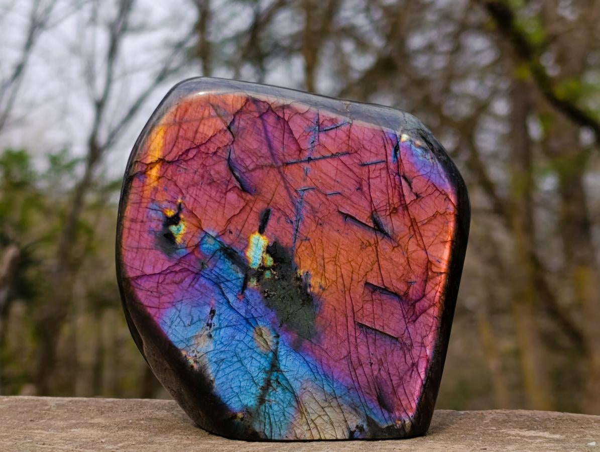 Polished Purple Sunset Labradorite Standing Display Piece x 1 From Tulear, Madagascar