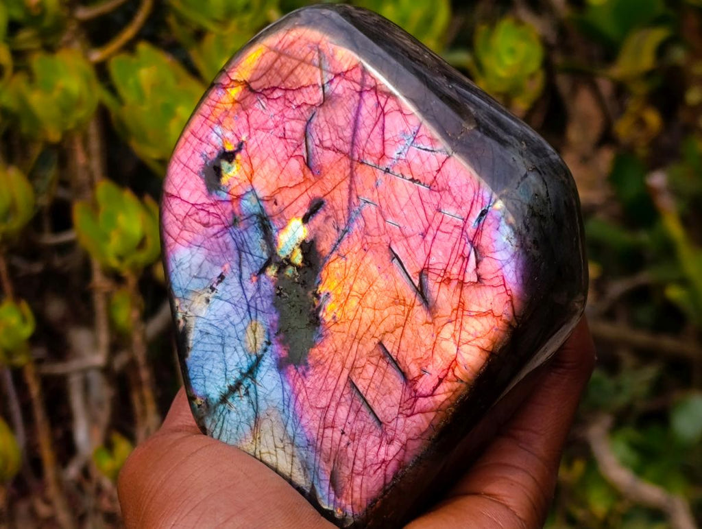 Polished Purple Sunset Labradorite Standing Display Piece x 1 From Tulear, Madagascar