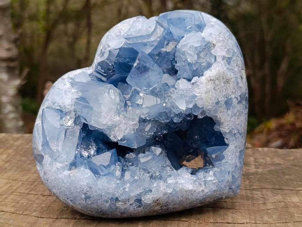 Polished and Natural Large Blue Celestite Heart x 1 From Sakoany Madagascar