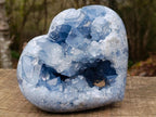 Polished and Natural Large Blue Celestite Heart x 1 From Sakoany Madagascar