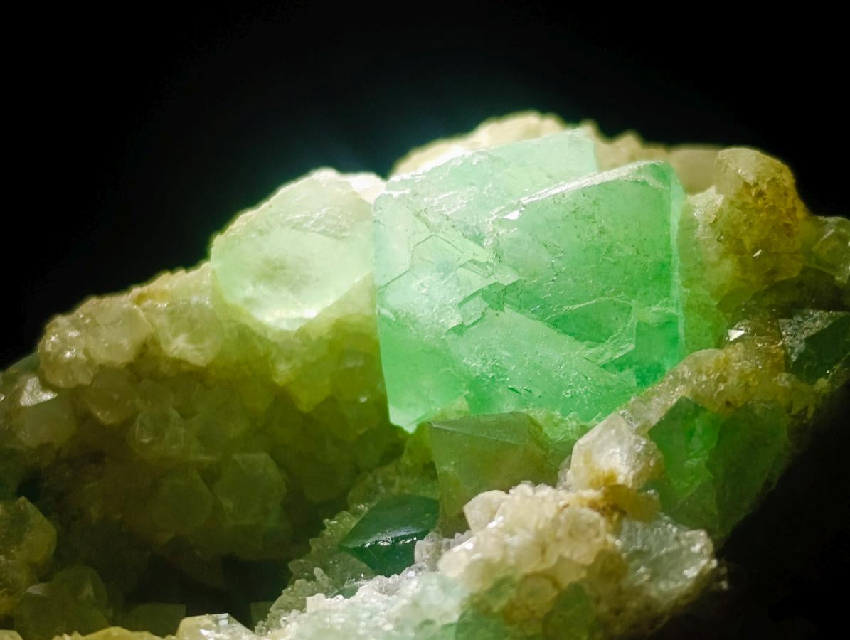 Natural Riemvasmaak Emerald Fluorite and Quartz Specimen x 1 From Riemvasmaak, South Africa