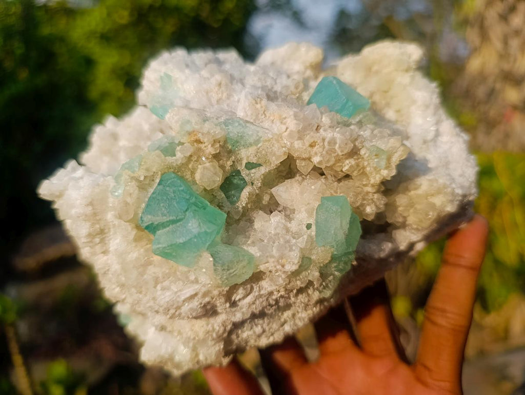 Natural Riemvasmaak Emerald Fluorite and Quartz Specimen x 1 From Riemvasmaak, South Africa
