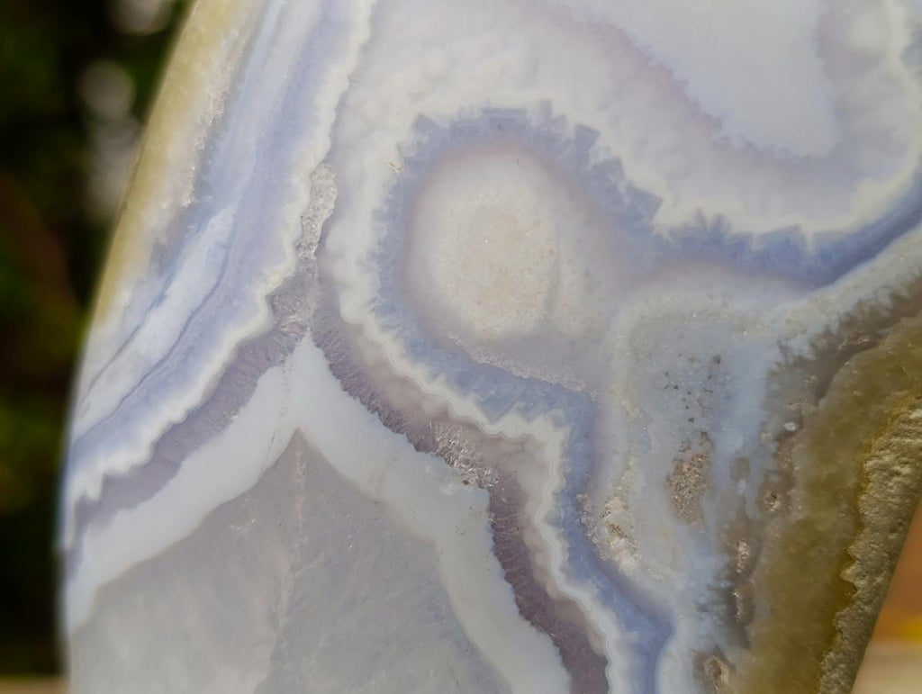 Polished and Natural Blue Lace Agate Standing Display Piece x 1 From Nsanje, Malawi