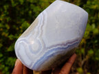 Polished and Natural Blue Lace Agate Standing Display Piece x 1 From Nsanje, Malawi