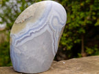 Polished and Natural Blue Lace Agate Standing Display Piece x 1 From Nsanje, Malawi