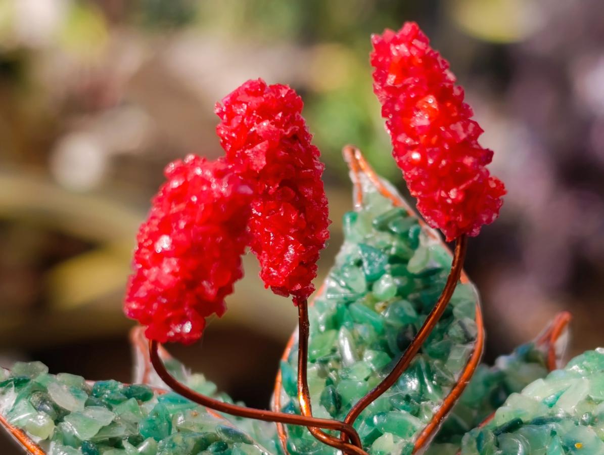 Hand Made Pair of Gemstone Twin Aloe Stone Art Trees x 1 From South Africa