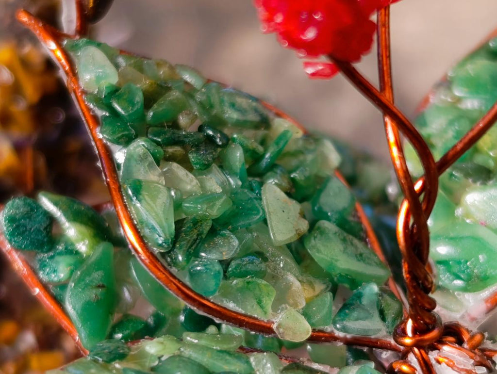 Hand Made Pair of Gemstone Twin Aloe Stone Art Trees x 1 From South Africa