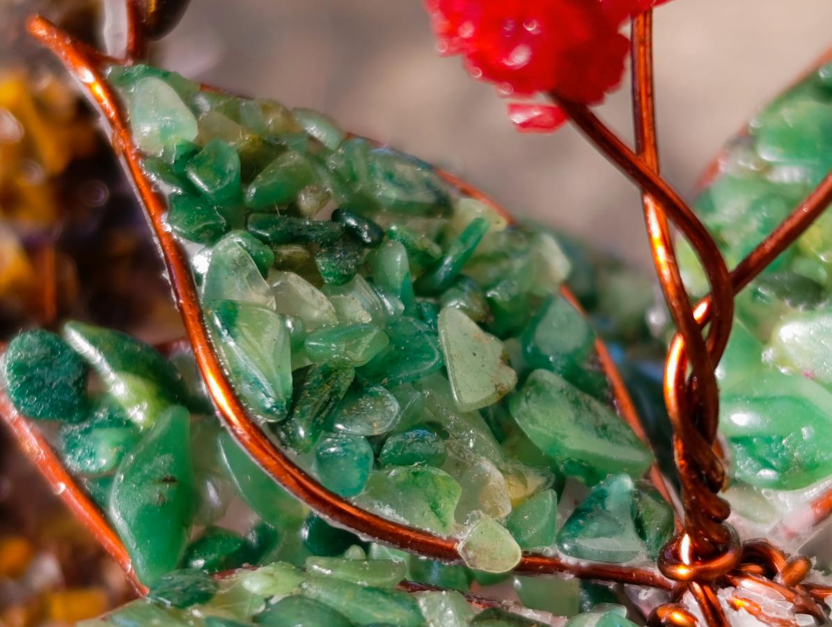 Hand Made Pair of Gemstone Twin Aloe Stone Art Trees x 1 From South Africa