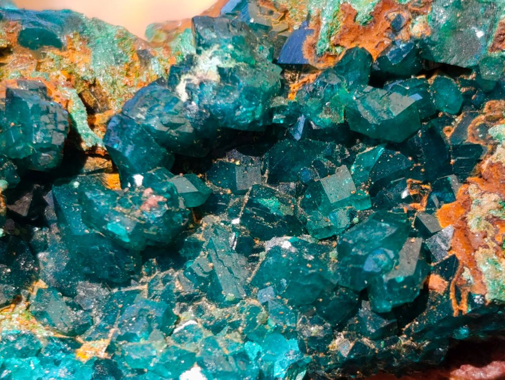 Natural Cabinet Size Dioptase Specimen with Siderite on a Dolomite Matrix x 1 From Mashamba East, Congo
