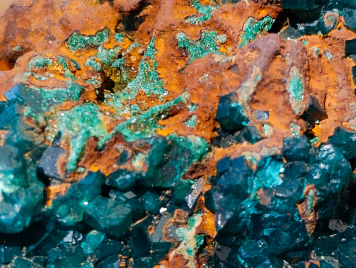 Natural Cabinet Size Dioptase Specimen with Siderite on a Dolomite Matrix x 1 From Mashamba East, Congo