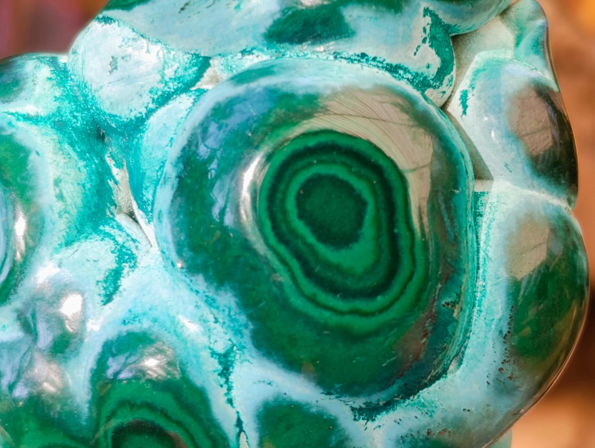 Polished "Eye" Ring Patterned Malacolla Free Form x 1 From Kulukuluku, Congo