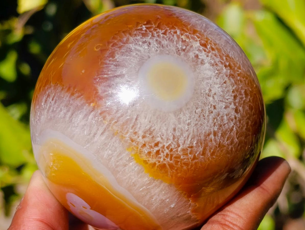 Polished Flower Carnelian Gemstone Sphere x 1 From Lemur Island, Madagascar
