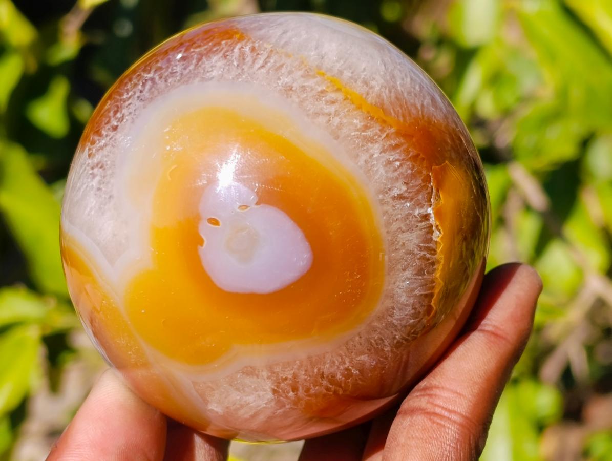 Polished Flower Carnelian Gemstone Sphere x 1 From Lemur Island, Madagascar