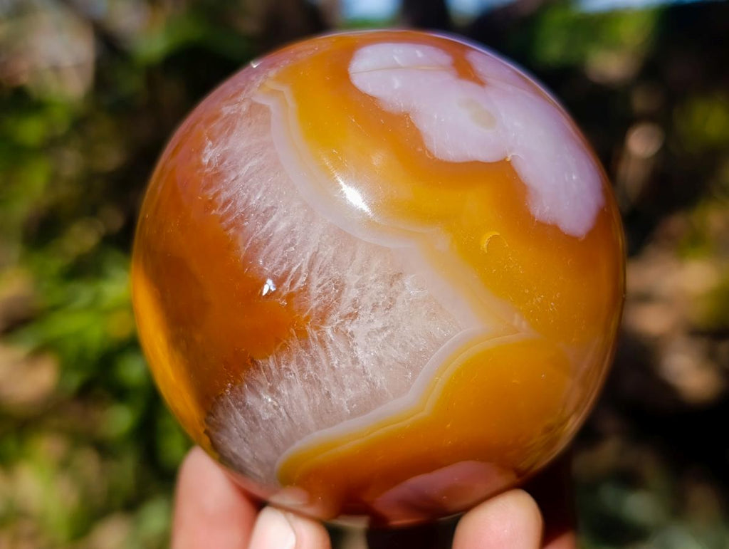 Polished Flower Carnelian Gemstone Sphere x 1 From Lemur Island, Madagascar