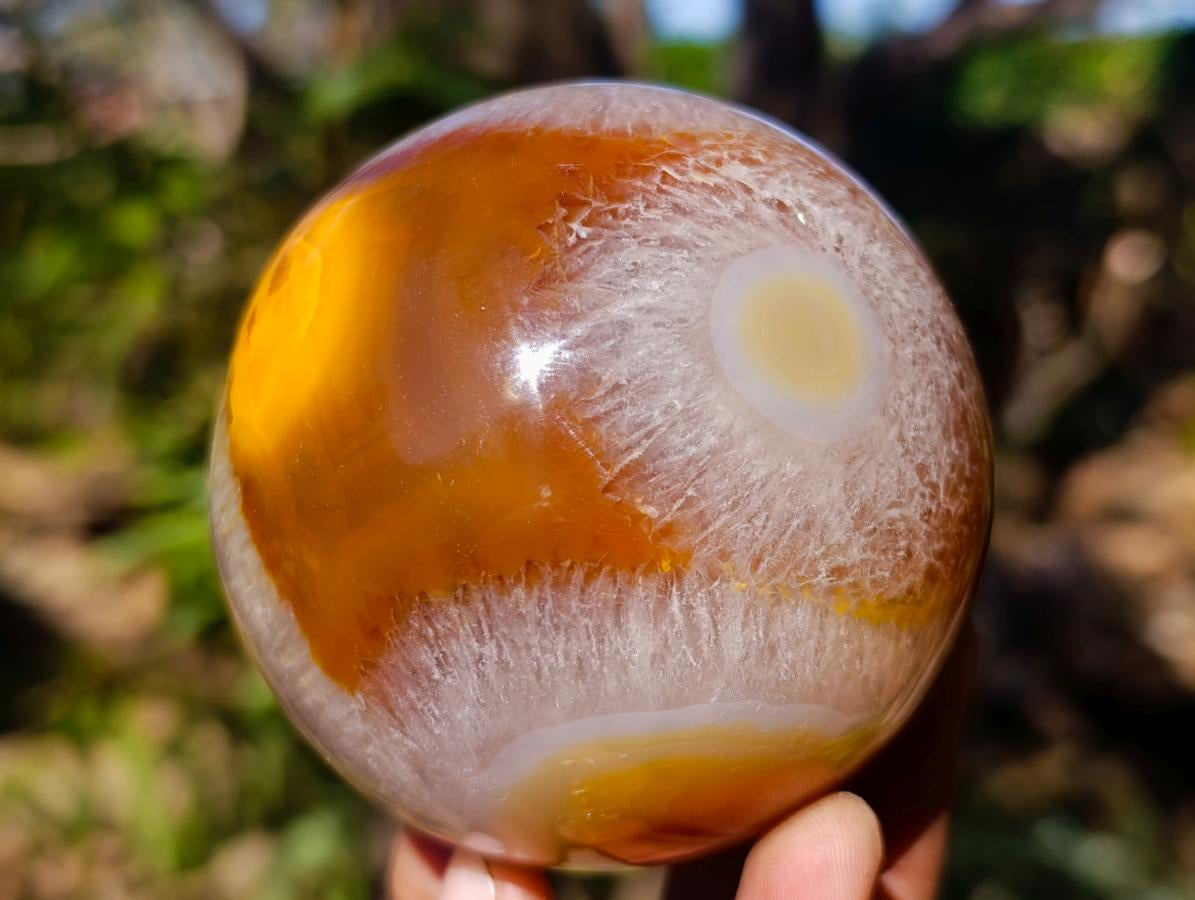 Polished Flower Carnelian Gemstone Sphere x 1 From Lemur Island, Madagascar