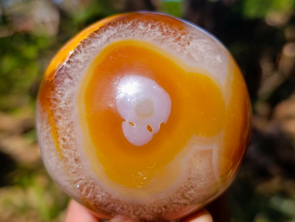 Polished Flower Carnelian Gemstone Sphere x 1 From Lemur Island, Madagascar