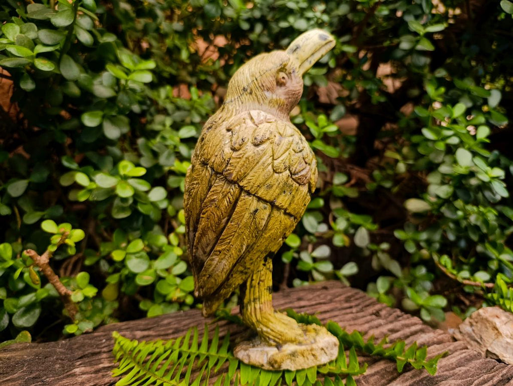 Hand Made Large Leopard Stone Raven Carving x 1 From Nyanga, Zimbabwe
