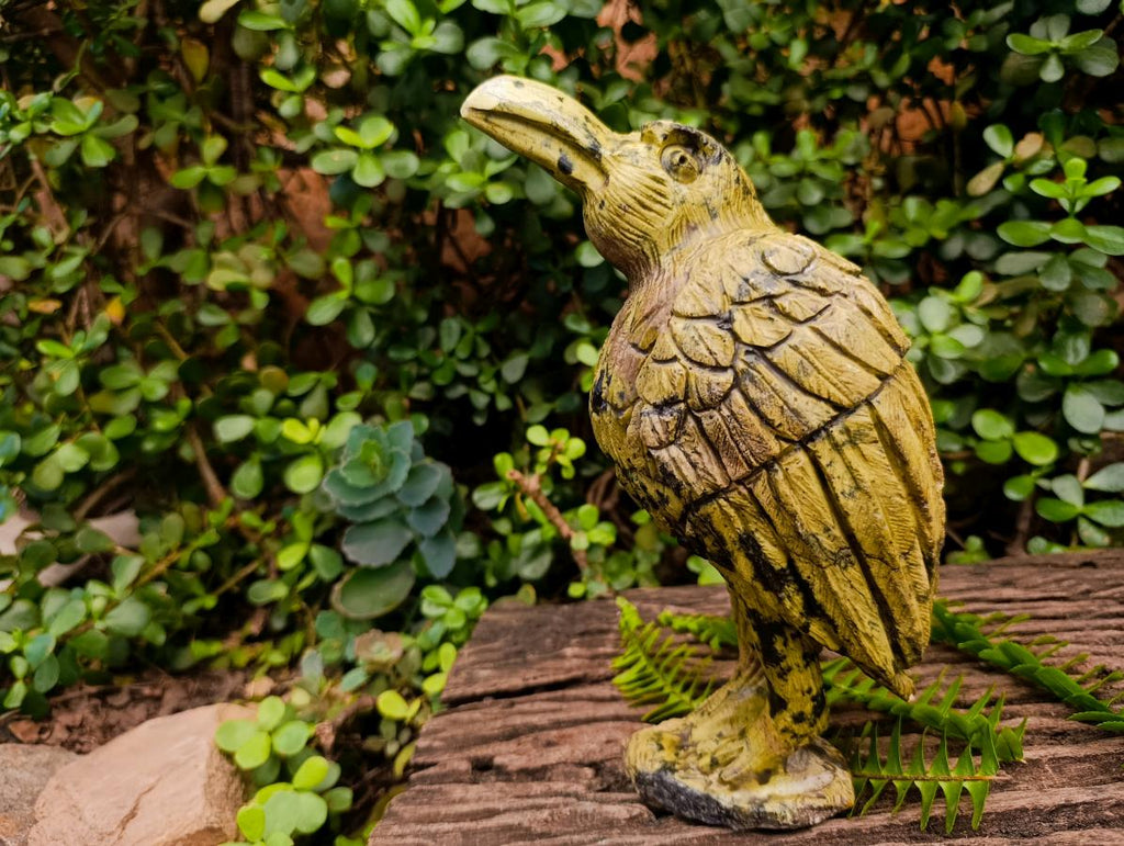 Hand Made Large Leopard Stone Raven Carving x 1 From Nyanga, Zimbabwe