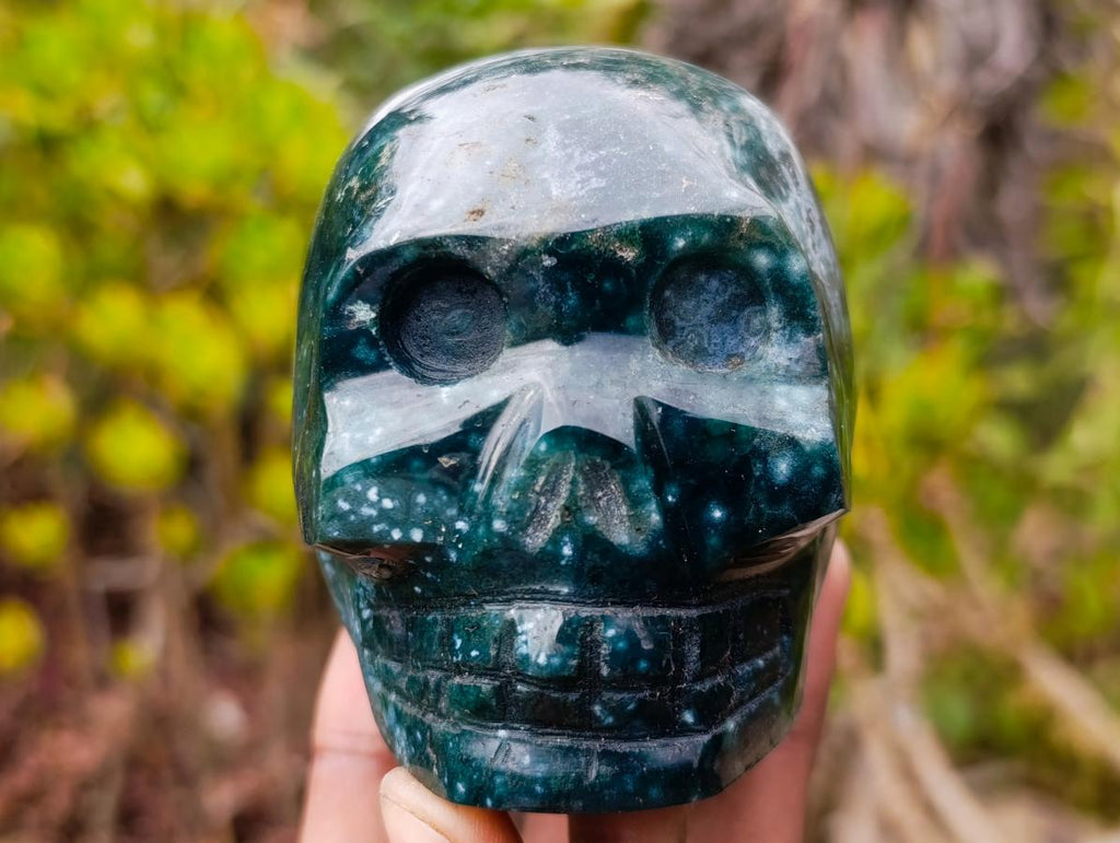 Polished Ocean Jasper Gemstone Skull Carving x 1 From Madagascar