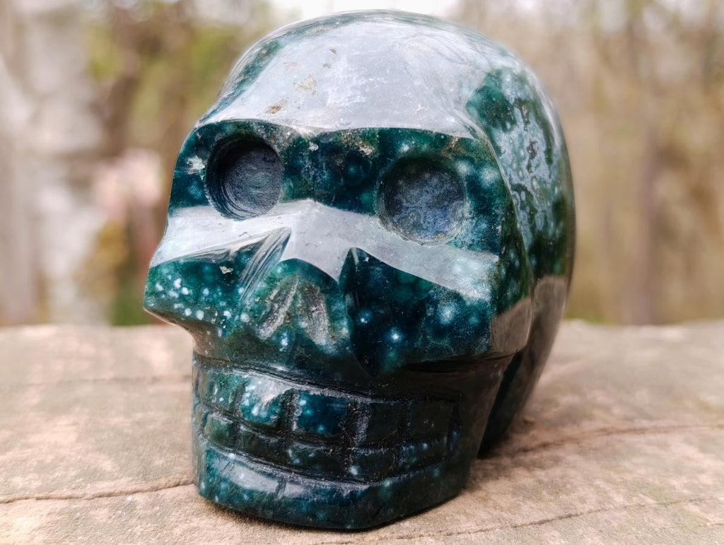Polished Ocean Jasper Gemstone Skull Carving x 1 From Madagascar