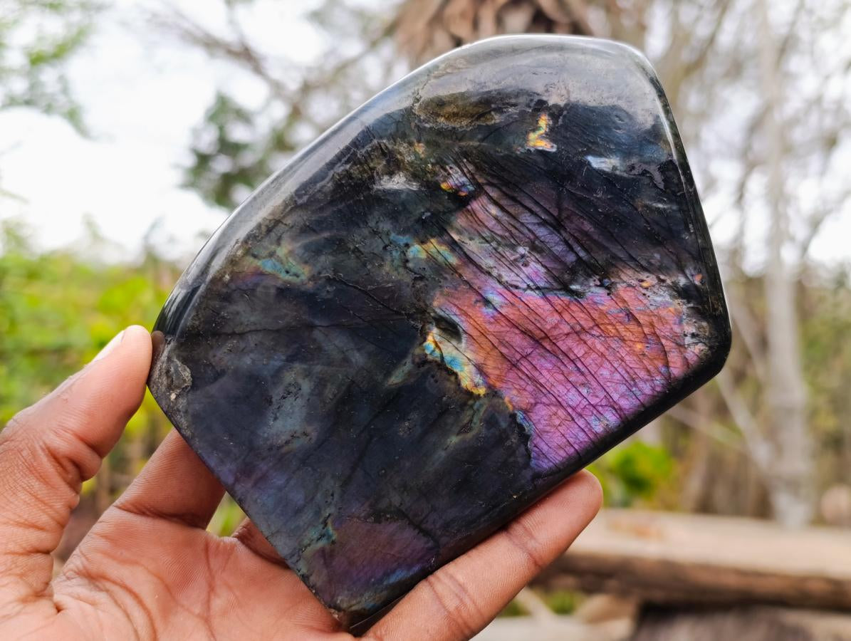 Polished Purple Flash Labradorite Standing Display Piece x 1 From Tulear, Madagascar
