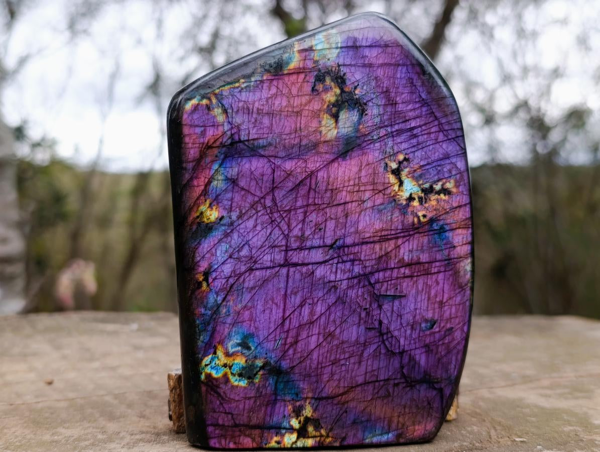 Polished Purple Flash Labradorite Standing Display Piece x 1 From Tulear, Madagascar