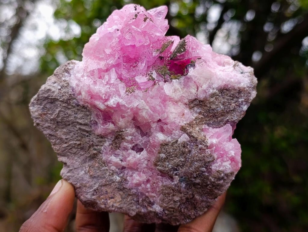 Natural Cabinet Size Super Rare Rhodocalcite with Kolwezite Specimen on a Dolomite Matrix x 1 From Mashamba West Mine, Congo