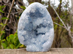 Polished and Natural Blue Celestite Geode Standing Display Piece x 1 From Sakoany Madagascar