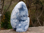 Polished and Natural Blue Celestite Geode Standing Display Piece x 1 From Sakoany Madagascar