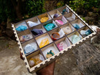 Polished and Natural Mix of African Specimens Set of 20 in a Wooden Display Box x 1 From Southern Africa