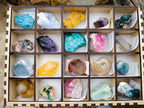 Polished and Natural Mix of African Specimens Set of 20 in a Wooden Display Box x 1 From Southern Africa
