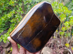 Polished Large Highly Chatoyant Golden Tigers Eye Standing Display Piece x 1 From South Africa