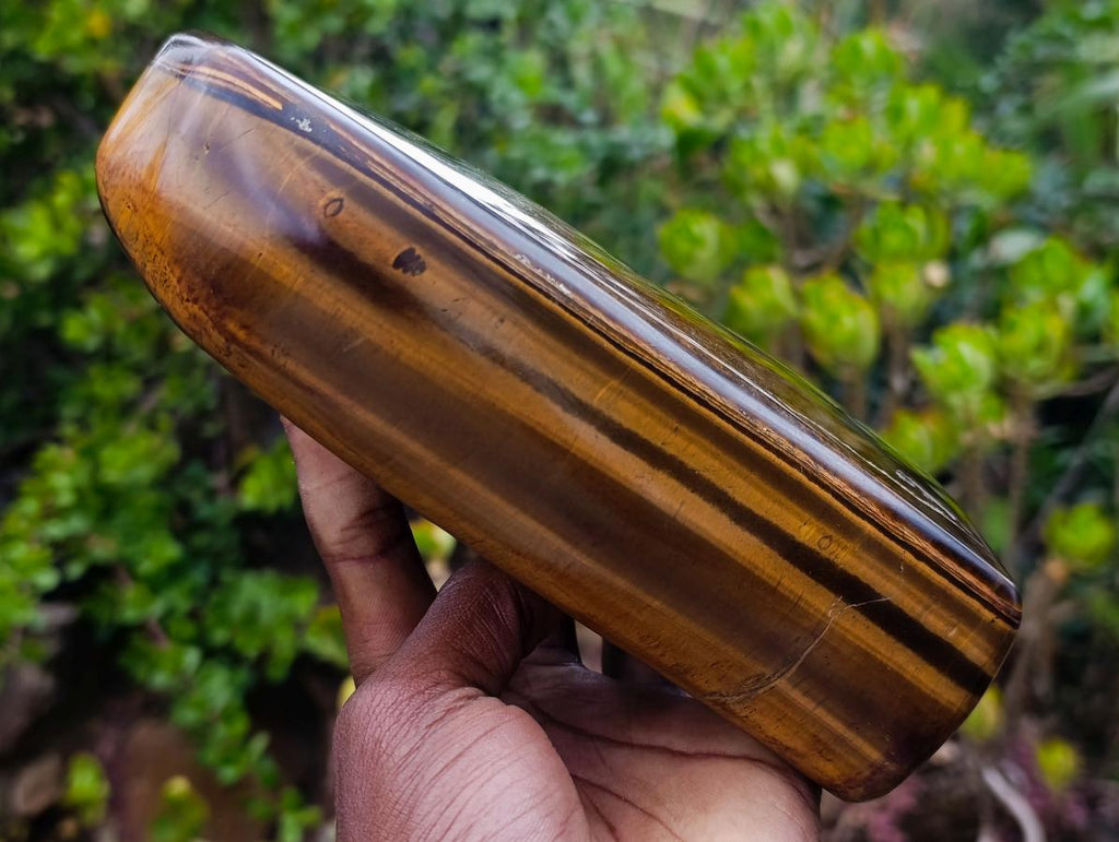 Polished Large Highly Chatoyant Golden Tigers Eye Standing Display Piece x 1 From South Africa