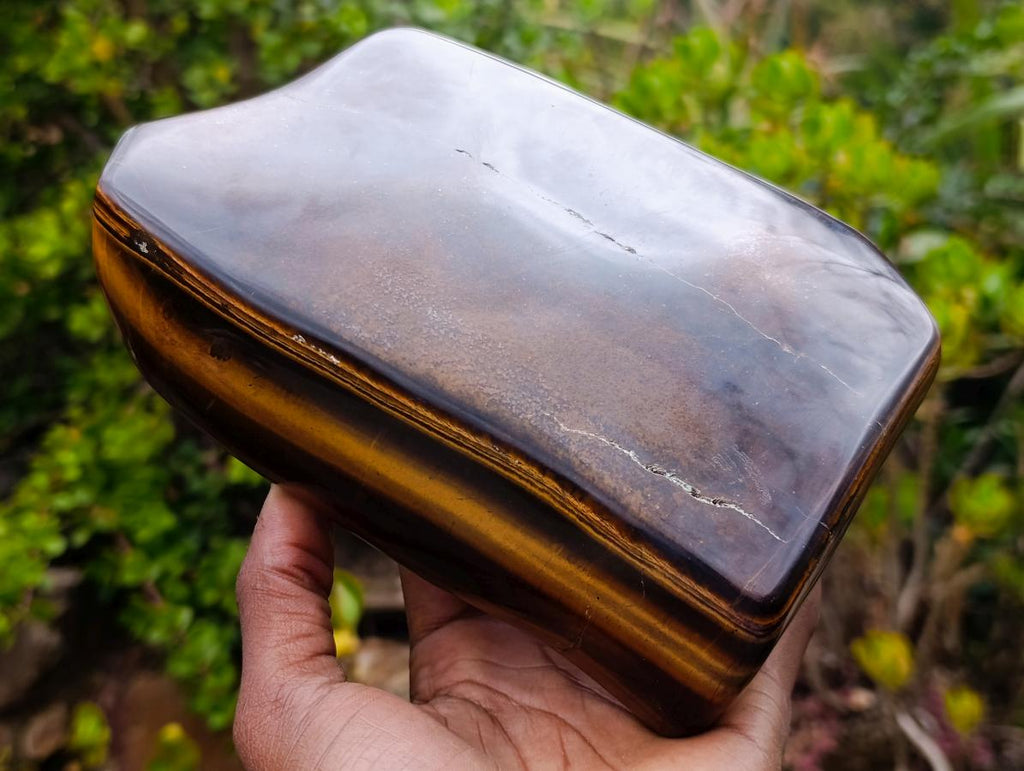 Polished Large Highly Chatoyant Golden Tigers Eye Standing Display Piece x 1 From South Africa