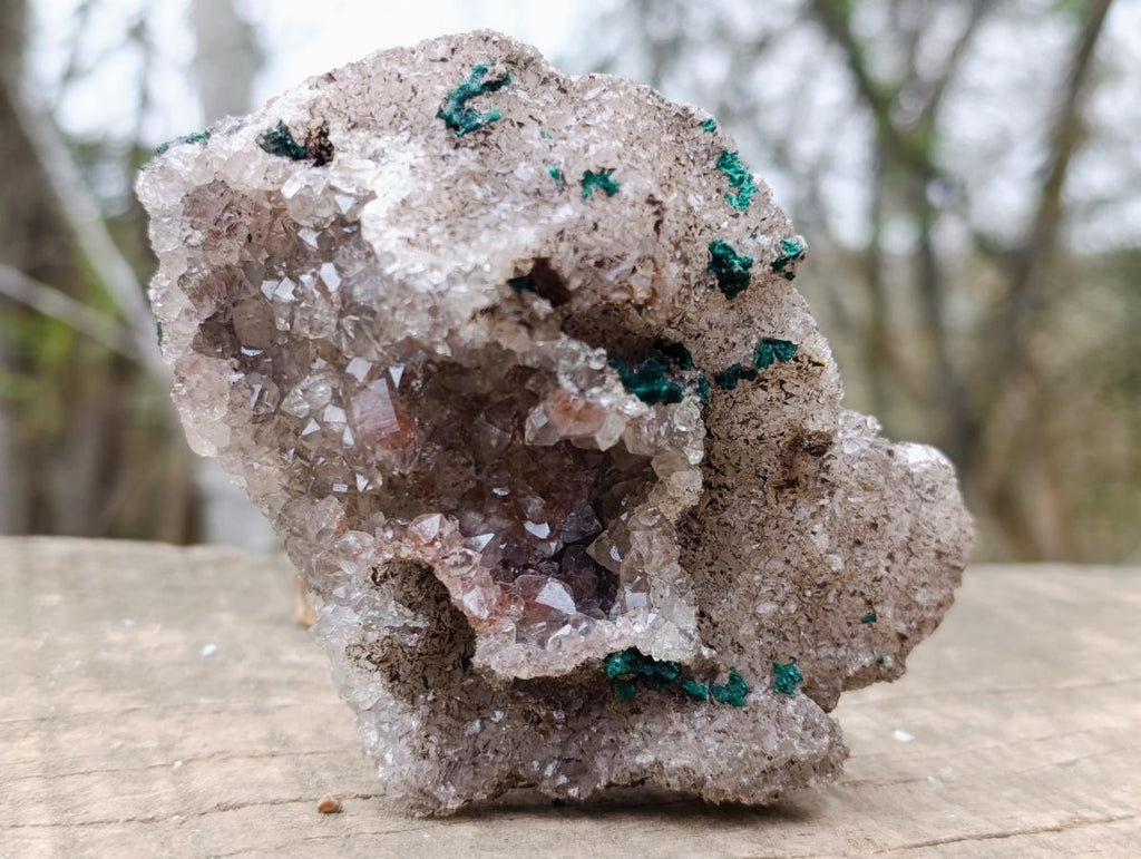 Natural Cabinet Size Ball Malachite Specimen on Smokey Quartz x 1 From Mindingi Mine, Congo