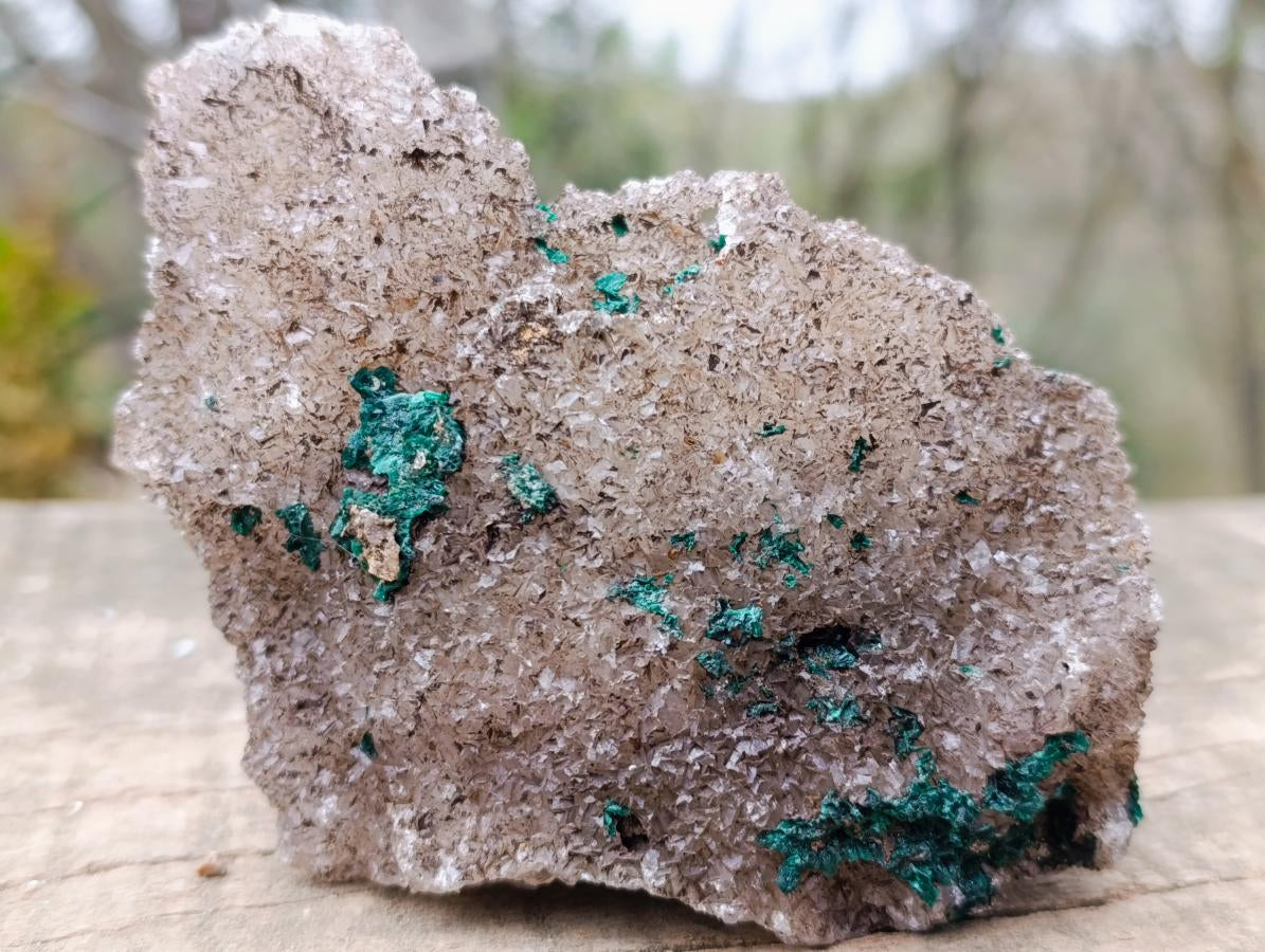 Natural Cabinet Size Ball Malachite Specimen on Smokey Quartz x 1 From Mindingi Mine, Congo
