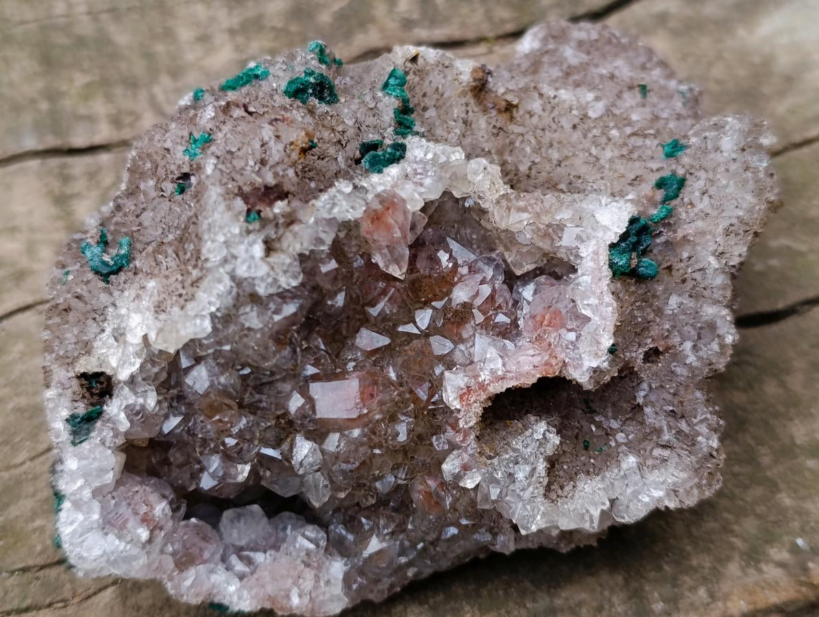Natural Cabinet Size Ball Malachite Specimen on Smokey Quartz x 1 From Mindingi Mine, Congo