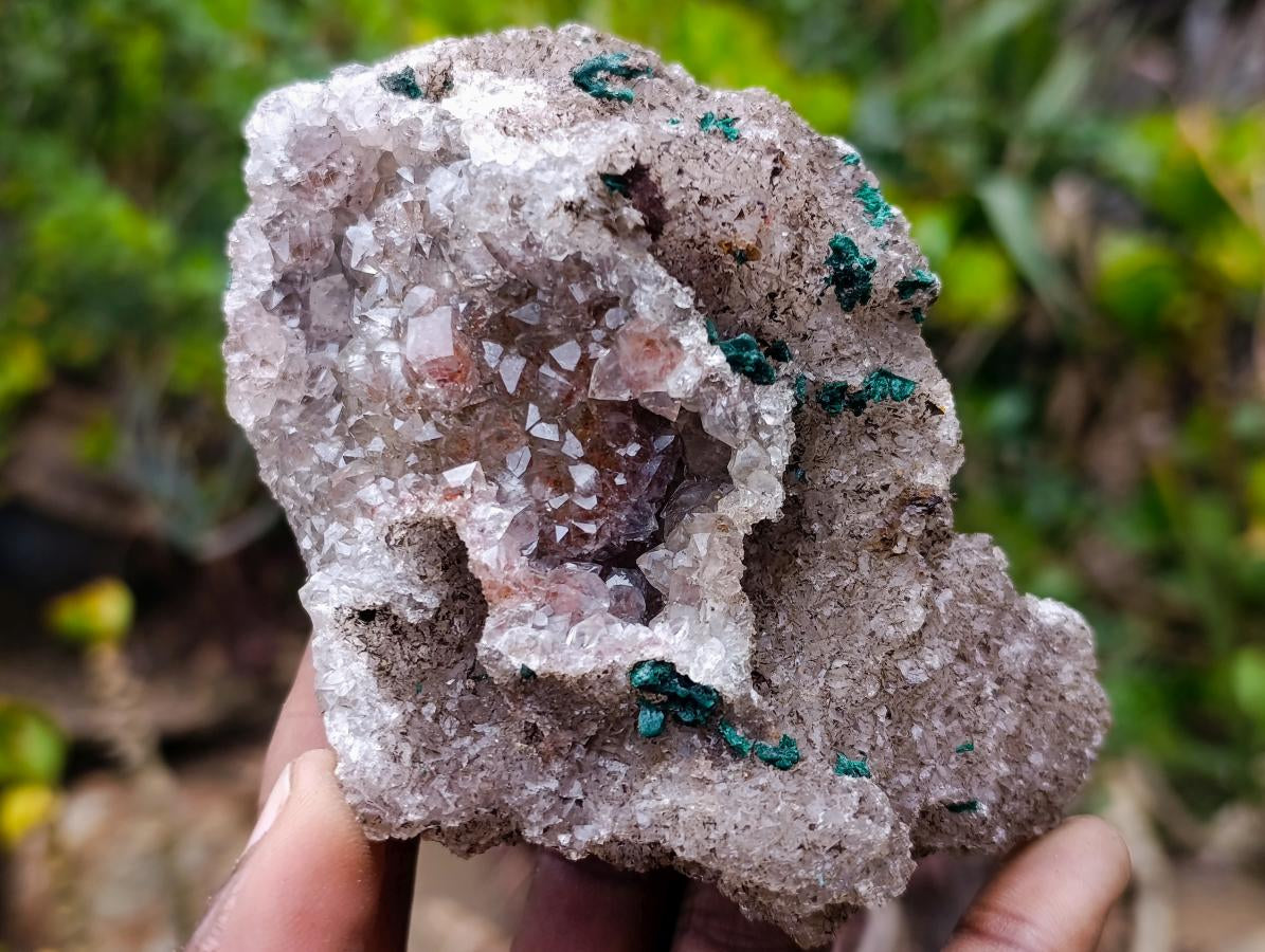 Natural Cabinet Size Ball Malachite Specimen on Smokey Quartz x 1 From Mindingi Mine, Congo