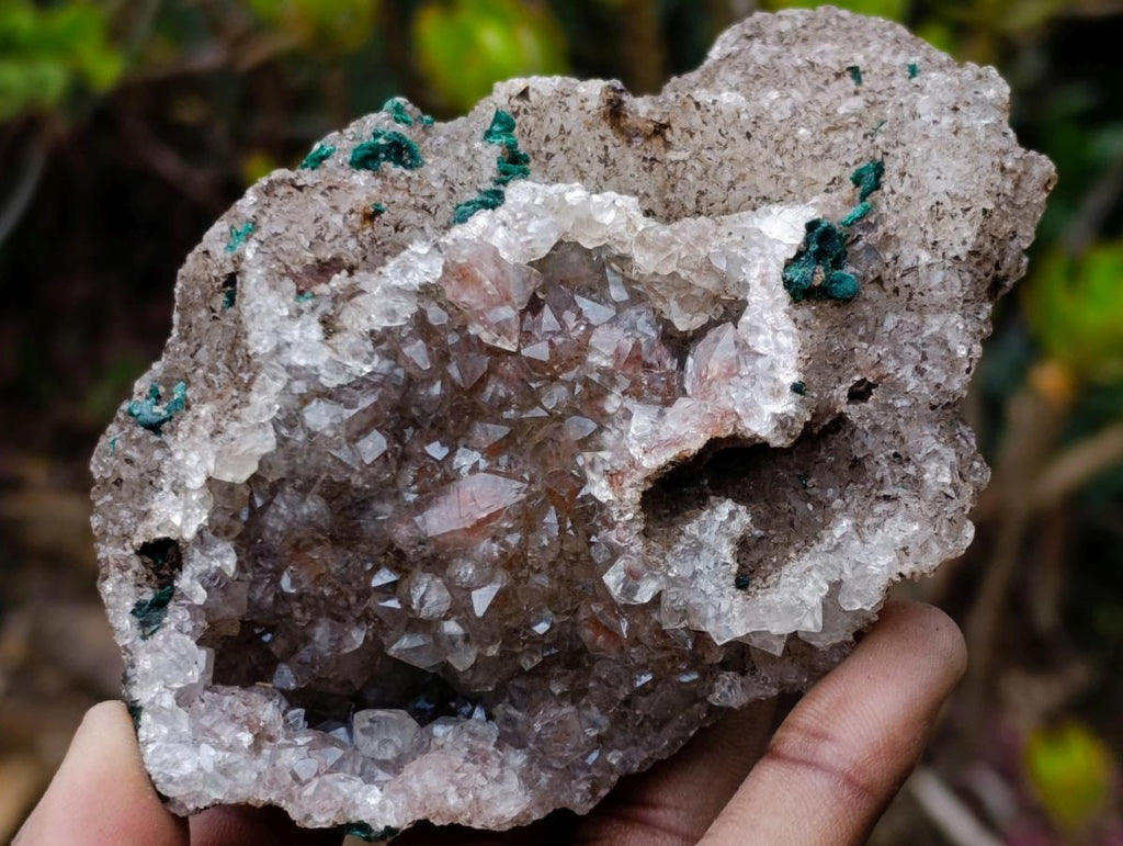 Natural Cabinet Size Ball Malachite Specimen on Smokey Quartz x 1 From Mindingi Mine, Congo