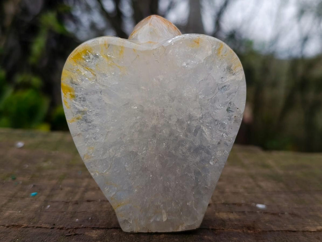 Hand Made Banded Agate Clear Winged Angel Sculpture x 1 From Moralambo, Madagascar