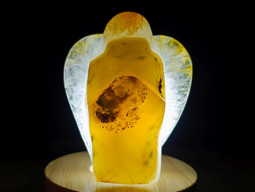 Hand Made Banded Agate Clear Winged Angel Sculpture x 1 From Moralambo, Madagascar