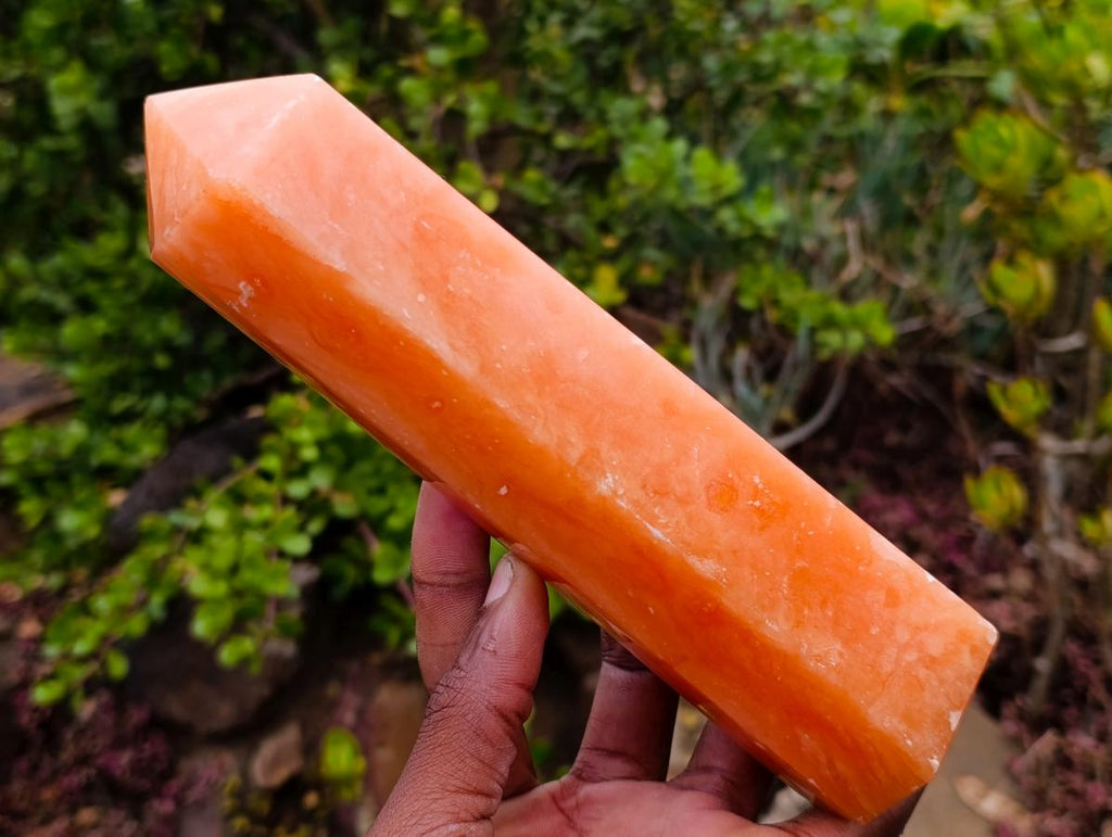 Polished Orange Twist Calcite Display Crystal x 1 From Madagascar