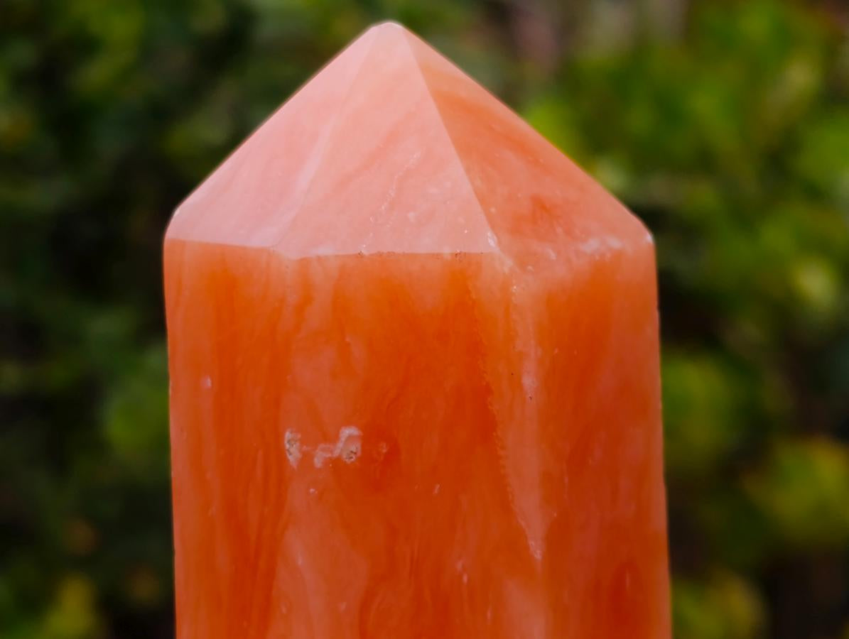 Polished Orange Twist Calcite Display Crystal x 1 From Madagascar