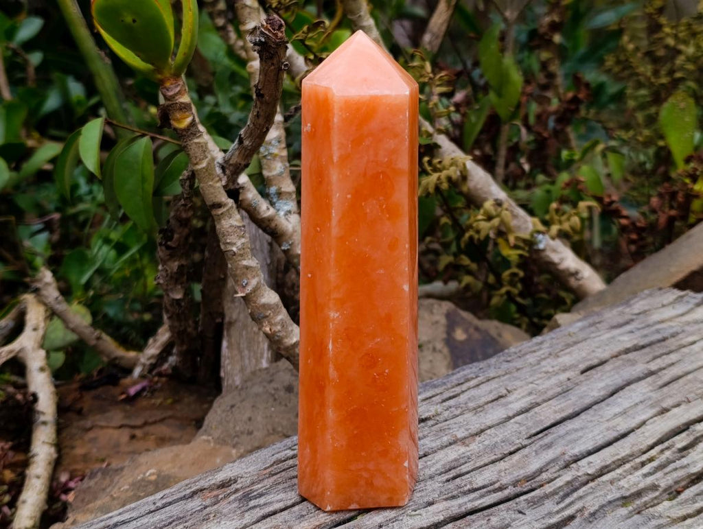 Polished Orange Twist Calcite Display Crystal x 1 From Madagascar