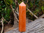 Polished Orange Twist Calcite Display Crystal x 1 From Madagascar